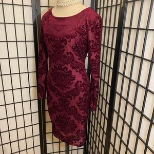 Red Bodycon Long Sleeve Cocktail Dress